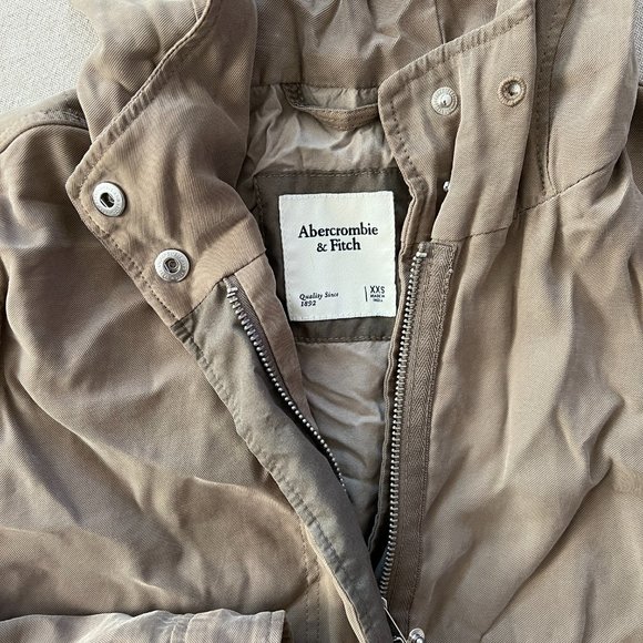 Abercrombie Women's Olive Brown Anorak Tie Waist Jacket Sz XXS - Picture 2 of 8